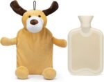 Peterpan 2 Liter Large Rubber Hot Water Bottle with Animal Cover, Bring a Little Comfort to Your Family This Winter with a Puppy Hot Water Bottle, 65 Fl Oz Capacity, Brown - Image 3