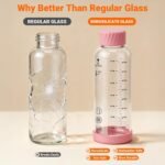 12 oz Glass Juice Bottles – 4 Pack Glass Water Bottles with Stainless Steel Lids – Leakproof, BPA Free, Heat-Resistant Borosilicate Glass for Juicing, Smoothies, Milk, Protein, Beverage Storage - Image 3