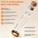 12 oz Glass Juice Bottles – 4 Pack Glass Water Bottles with Stainless Steel Lids – Leakproof, BPA Free, Heat-Resistant Borosilicate Glass for Juicing, Smoothies, Milk, Protein, Beverage Storage - Image 4