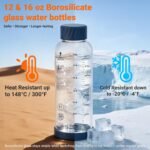 12 oz Glass Juice Bottles – 4 Pack Glass Water Bottles with Stainless Steel Lids – Leakproof, BPA Free, Heat-Resistant Borosilicate Glass for Juicing, Smoothies, Milk, Protein, Beverage Storage - Image 5