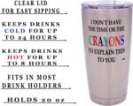 Rogue River Tactical Funny Travel Tumbler Mug - I Don't Have the Time or The Crayons to Explain This to You Mug, Work Gift for Boss, Manager or Supervisor, Large 20 Ounce Travel Mug with Lid - Image 3