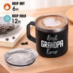 Papa Coffee Mug Best Grandpa Ever - Christmas Gifts for Papa, Grandpop, Abuelo, Paw Paw from Grandkids - 14oz Stainless Steel Tumbler with Lid - Image 3