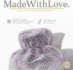 Qomfor Hot Water Bottle with Soft Cover - 1.8L Large - Classic Hot Water Bag for Pain Relief, Neck and Shoulders, Feet Warmer, Menstrual Cramps, Hot and Cold Therapy - Great Gift - Light Grey - Image 4