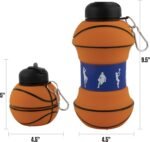 Maccabi Art Clip-On Collapsible 1 Liter, 34 oz. size BPA-Free Silicone Basketball Large Water Bottle for Kids - Image 4
