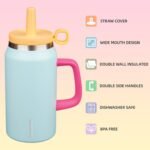 BJPKPK 50oz Insulated Tumbler with Handle Stainless Steel Travel Coffee Mug with Lid Reusable Large Water Bottle with Straw,Sky Blue - Image 3