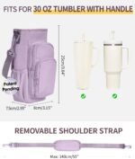 sportsnew Water Bottle Carrier Bag with Phone Pocket for 30oz 40oz Tumbler with Handle Accessories Insulated Water Bottle Holder Pouch with Strap Crossbody with Straw Cover - Image 3