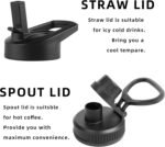 Insulated Water Bottle 32 oz with Straw, Metal Vacuum Stainless Steel Water Flask, Leak Proof & BPA-Free Sports Mens Water Bottle (2 Lids) for Gym,Hiking,Travel, Green to Black - Image 3