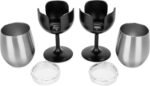Camco Life is Better at The Campsite Wine Tumbler | Heavy Duty Double Wall Vacuum Insulation | Crafted of 18/8 Stainless Steel | Features Removable Black Stems | 2-Pk, 8-oz/Each (53485) - Image 4
