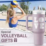Volleyball Gifts for Teen Girls & Team - Volleyball Stuff - 40 oz Engraved Tumbler with Handle & Straw - Gifts for Volleyball Players, Volleyball Coach - Volleyball Tumbler - Image 3