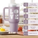Volleyball Gifts for Teen Girls & Team - Volleyball Stuff - 40 oz Engraved Tumbler with Handle & Straw - Gifts for Volleyball Players, Volleyball Coach - Volleyball Tumbler - Image 4