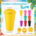Honeydak 45 Pack 16 oz Reusable Coffee Cups with Lids Water Bottle Iced Coffee Travel Mug Portable Plastic Tea Tumblers Bulk for Hot and Cold Drinks Birthdays Party (Dark Color,Classic) - Image 4