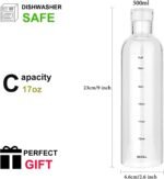 Snminetal Clear Glass Water Bottles With Time Marker Non-slip Sleeve And Lid, Reusable Glass Drinking Bottles,Drink Water Bottle 17 Oz,Suitable For Drinks, Juices, Sodas,As Gifts (500ml) - Image 3