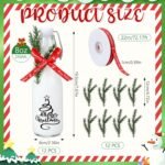 Sieral 12 Pack Christmas Tree Swing Top Glass Bottle 8oz Clear Flip Top Beer Brewing Bottles with Ribbon and Artificial Branches for Liquids Wine Christmas Xmas Gifts - Image 3
