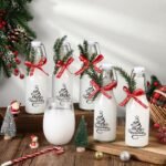 Sieral 12 Pack Christmas Tree Swing Top Glass Bottle 8oz Clear Flip Top Beer Brewing Bottles with Ribbon and Artificial Branches for Liquids Wine Christmas Xmas Gifts - Image 5