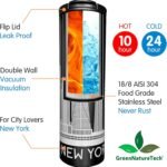 Vacuum Insulated Tumbler with Straw and Flip Lid Stainless Steel Water Bottle Iced Coffee Travel Mug Cup 15oz Gift Box Skyline Map (New York) - Image 3