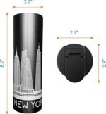 Vacuum Insulated Tumbler with Straw and Flip Lid Stainless Steel Water Bottle Iced Coffee Travel Mug Cup 15oz Gift Box Skyline Map (New York) - Image 5
