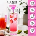 40 oz Tumbler with Handle and Straw Double Wall Reusable Plastic Clear Tumbler with Lid Acrylic Iced Coffee Cups Water Travel Mug - Image 3