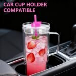40 oz Tumbler with Handle and Straw Double Wall Reusable Plastic Clear Tumbler with Lid Acrylic Iced Coffee Cups Water Travel Mug - Image 6