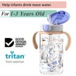 Evorie Tritan Spill Proof Toddler Straw Sippy Cup, 10 oz for Baby and Toddlers 1-3 Years Old, No Spill Straw Water Bottle with Removable Handles, Ideal for School, BPA-Free, Under The Sea - Image 3
