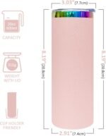 20 oz Skinny Tumblers Stainless Steel Tumbler with Lid and Straw Double Wall Vacuum Insulated Coffee Mug 20oz Powder Coated Cup for Hot and Cold Drinks(Pink,1 pack) - Image 3