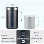 KXIAOCHEN 20oz Insulated Coffee Mug with Lid, Stainless Steel Coffee Cup, Double Wall Vacuum Coffee Tumbler with Handle, Premium Thermal Travel Coffee Mug (Glitter Black) - Image 3