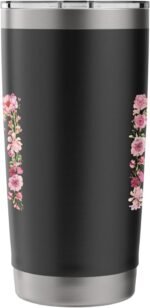 Cool Initial Alphabet Monogram Flowers Gifts Floral Letter M Stainless Steel Insulated Tumbler - Image 3
