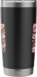 Cool Initial Alphabet Monogram Flowers Gifts Floral Letter M Stainless Steel Insulated Tumbler - Image 5