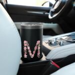 Cool Initial Alphabet Monogram Flowers Gifts Floral Letter M Stainless Steel Insulated Tumbler - Image 6