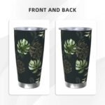 Tropical Leaves Tumbler 20oz Palm Leaf Stainless Steel Vacuum Insulated Tumblers with Lid and Straw Plants Travel Coffee Mug Tea Wine Cups Water Bottle Gifts for Women Plants Lovers - Image 3