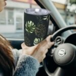 Tropical Leaves Tumbler 20oz Palm Leaf Stainless Steel Vacuum Insulated Tumblers with Lid and Straw Plants Travel Coffee Mug Tea Wine Cups Water Bottle Gifts for Women Plants Lovers - Image 4