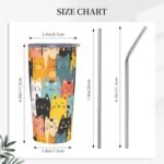 Cat Tumbler with Straw Lid Insulated Travel Coffee Mug 20 OZ Stainless Steel Cup for Outdoor Car Office Kitchen - Image 4