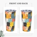 Cat Tumbler with Straw Lid Insulated Travel Coffee Mug 20 OZ Stainless Steel Cup for Outdoor Car Office Kitchen - Image 5