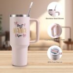 Best Nana Ever Tumbler with Handle 40oz Nana Gifts - Birthday Gifts for Grandma, Grandma Coffee Mug from Grandkids - World's Best Grandmother Gifts for Christmas Mother’s Day - Image 4