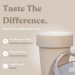 SWANZ Ceramic Coffee and Tea Travel Mug with Tritan Lid and Sleeve, Reusable To Go Tumbler Cup, Leak Proof, No Spill, Microwave Dishwasher Safe, Portable (Black, 15 Oz) - Image 4