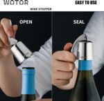 WOTOR Stainless Steel Wine Bottle Stoppers with Silicone - Reusable Wine Saver and Decorative Bottle Sealer, Leakproof, Keep Fresh, Silver, 2 Pack - Image 5