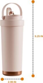 26oz Water Bottle Ceramic Coated Multi-Use Tumbler - 3-in-1 Drinking Modes, Thermal Insulation, Silicone Strap, Portable Travel Mug (pink) - Image 3