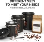 Veken Coffee Canister with Window,Airtight Stainless Steel Pantry Container,Home Kitchen Food Storage Organizers for Ground,Beans,Espresso,Rice,Tea,Sugar,Cereal, Decor,Bar Accessories,Gifts,22OZ,Black - Image 5