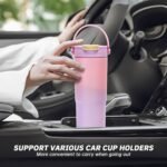 Stainless Steel Tumbler with Straw, 660ml/22oz Tumbler with Leak Proof 2-in-1 Lid, Reusable Double Walled Water Bottle, Portable Coffee Travel Mug, Fit in Cup Holder (Pastel Violet) - Image 4