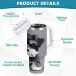 Boccsty Grey Schnauzer Dog Insulated Tumblers Reusable Stainless Steel Tumbler 30 oz Cup Coffee Travel Mug Water Bottle with Handle & Flip Straw for Home Office Car - Image 4