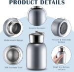 Mifoci 1 Pcs 10oz Mini Water Bottles Stainless Steel Slim Insulated Thermal for Hot Cold Drink Thermal Small Vacuum Portable Water Bottle for Women Gifts Travel Camping Hiking (Silver) - Image 4
