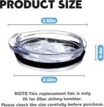 20oz Skinny Tumbler Replacement Lids 2 Pack,Spill Proof Splash Resistant Silicone Sliding Covers,Straw Friendly, BPA Free - Image 3