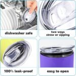 20oz Skinny Tumbler Replacement Lids 2 Pack,Spill Proof Splash Resistant Silicone Sliding Covers,Straw Friendly, BPA Free - Image 5
