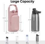 Ceneda Water Bottle Carrier Bag with Phone Pocket 32oz 40oz Tumbler Insulated Water Bottle Holder with Adjustable Shoulder Strap Carrier Sling Bag (Pink) - Image 5