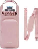 Ceneda Water Bottle Carrier Bag with Phone Pocket 32oz 40oz Tumbler Insulated Water Bottle Holder with Adjustable Shoulder Strap Carrier Sling Bag (Pink) - Image 7