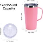 MEBRUDY 19oz Insulated Coffee Mug Tumbler with Lid, Leak Proof Double Wall Vacuum Travel Coffee Mug with Handle, Dark Pink - Image 4