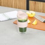 Restaurantware Glass Travel Mug 1 Count 12 Ounce Double Wall Borosilicate Reusable Coffee Cup, Spill-Resistant Tan Silicone Lid, Clear Drinkware Mug for Hot and Cold Beverages - Image 4