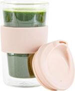 Restaurantware Glass Travel Mug 1 Count 12 Ounce Double Wall Borosilicate Reusable Coffee Cup, Spill-Resistant Tan Silicone Lid, Clear Drinkware Mug for Hot and Cold Beverages - Image 6