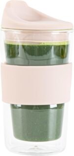Restaurantware Glass Travel Mug 1 Count 12 Ounce Double Wall Borosilicate Reusable Coffee Cup, Spill-Resistant Tan Silicone Lid, Clear Drinkware Mug for Hot and Cold Beverages - Image 7