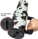40oz Cow print Tumbler With handle, Stainless Steel Tumbler With Lid and Straws, Double Vacuum Leak Proof Travel Coffee Mug Cup Water Bottle For Home, Office, Party - Image 3