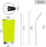 Neon Yellow Green 20 Oz Stainless Steel Vacuum Insulated Tumbler with Lids and Straw Double Wall Water Travel Mug for Hot and Cold Drinks Coffee Cup for Home Office - Image 4